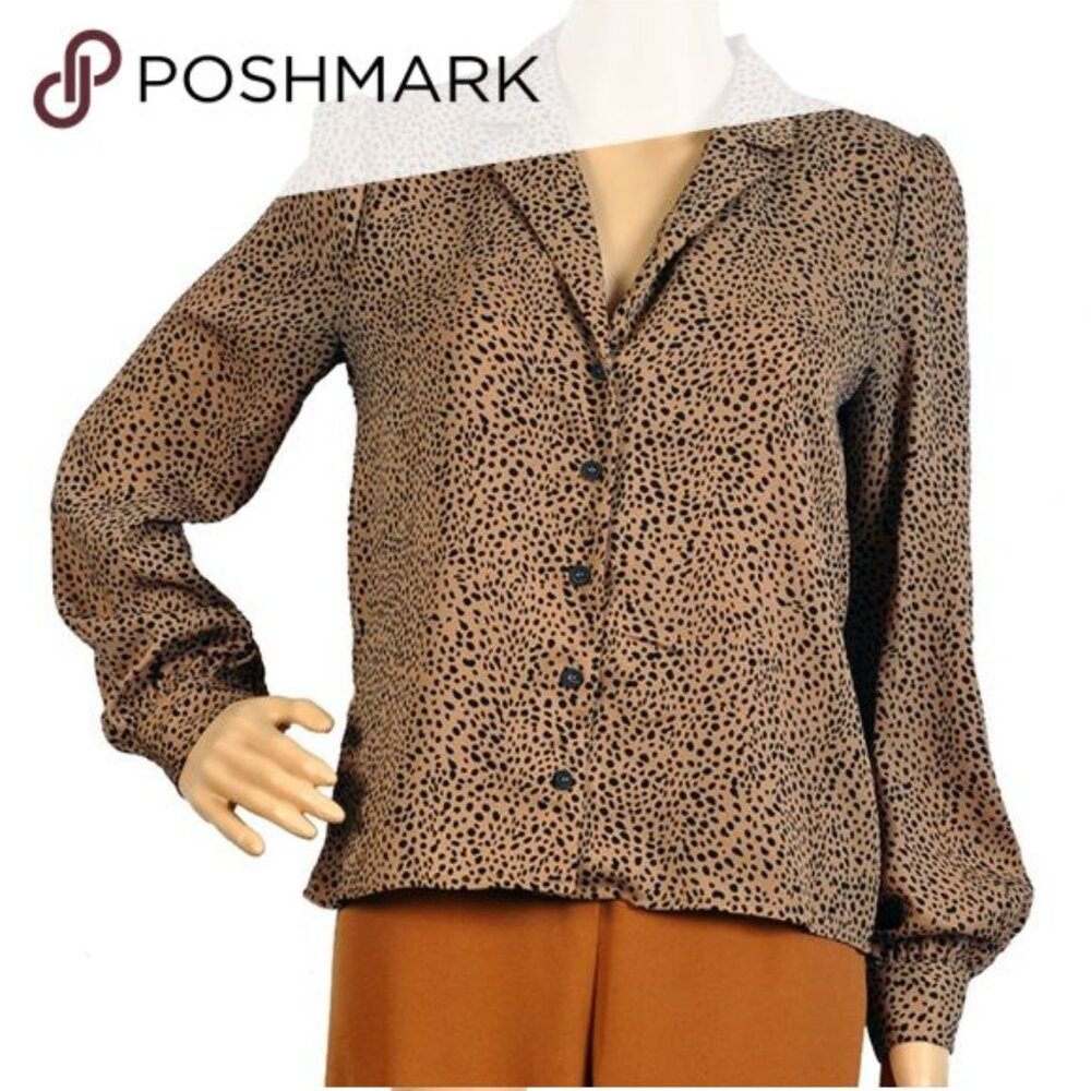 Isalis Vintage Leopard Print Longsleeve Button-Up Shirt